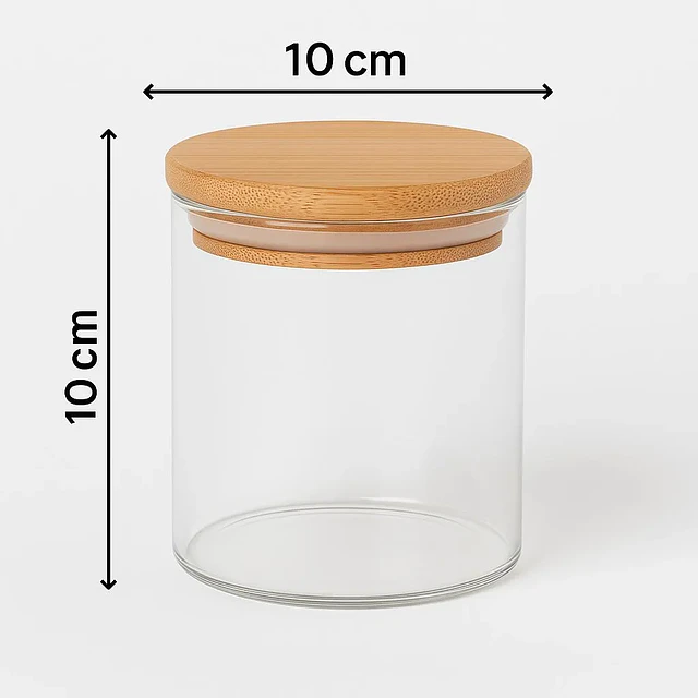 Frasco de Vidrio con Tapa Hermética de Bambú 500 ml