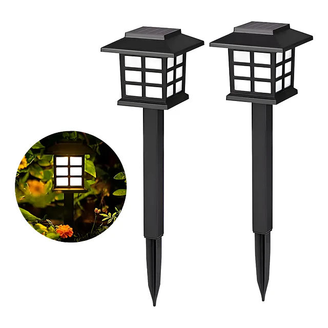 Set de 2 Luces Solares LED Tipo Farol para Patio y Jardín