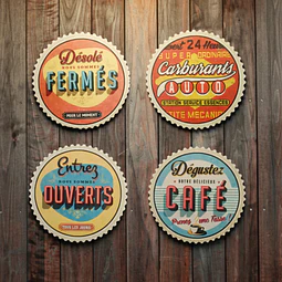 Set 4 Posavasos Diseño Retro Francés Vintage