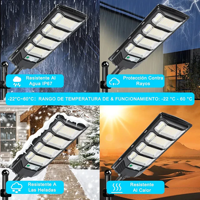 Foco Solar 1000W con Sensor de Movimiento y Control Remoto