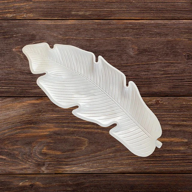 Hoja Decorativa de Madera Blanca 46 cm