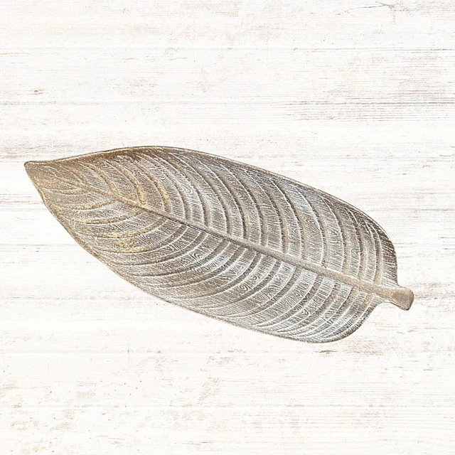 Hoja Decorativa de Madera Blanca 46x18 cm