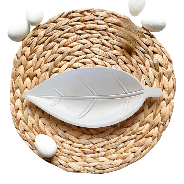 Hoja Decorativa de Madera Blanca 28 cm