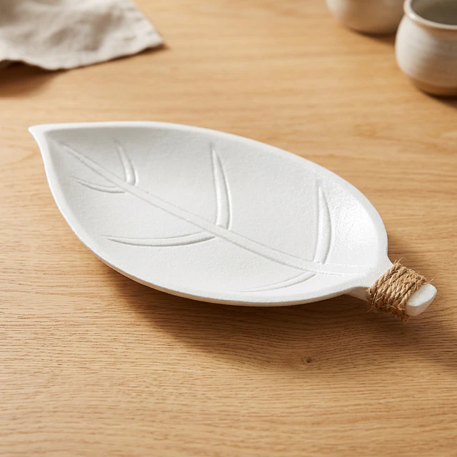 Hoja Decorativa de Madera Blanca 28 cm