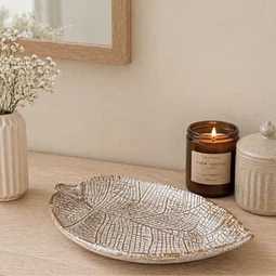 Hoja Decorativa de Madera Blanca 24 cm