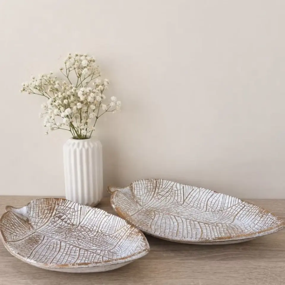 Hoja Decorativa de Madera Blanca 24 cm 4