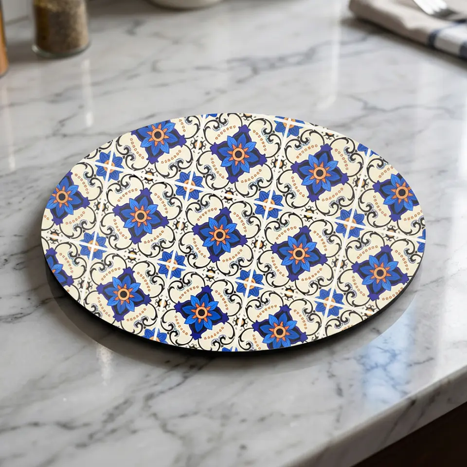 Tabla Redonda de Cerámica 20 cm para Servir y Cortar con Diseño Decorativo 3