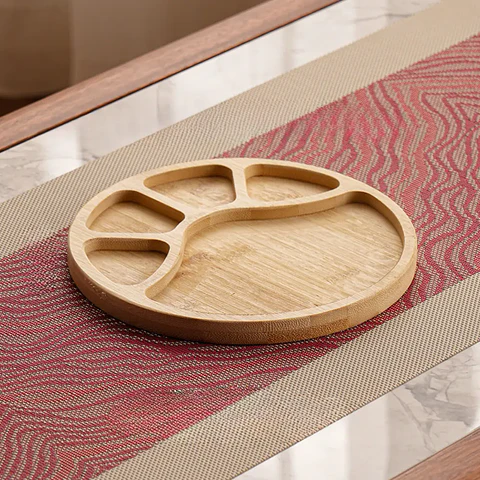 Tabla de Aperitivo Redonda de Bambú 25 cm con Divisiones