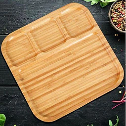 Tabla de Aperitivo de Bambú 24.5 cm con Divisiones