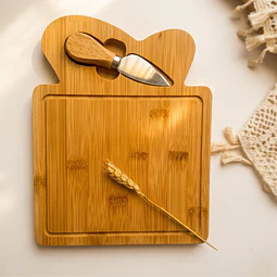 Tabla de Quesos Bambú 20x25 cm con Cuchillo