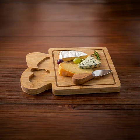 Tabla de Quesos Bambú 20x25 cm con Cuchillo