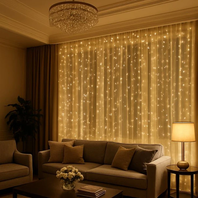 Cortina Solar Luz Hada LED 3×2 metros | Cable delgado