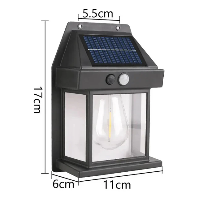 Farol Solar de Pared Simple con Sensor de Movimiento – Luz Cálida Exterior