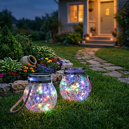 Lámpara Solar Decorativa con Vidrio Agrietado