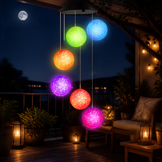  Colgante de Viento Solar LED Multicolor