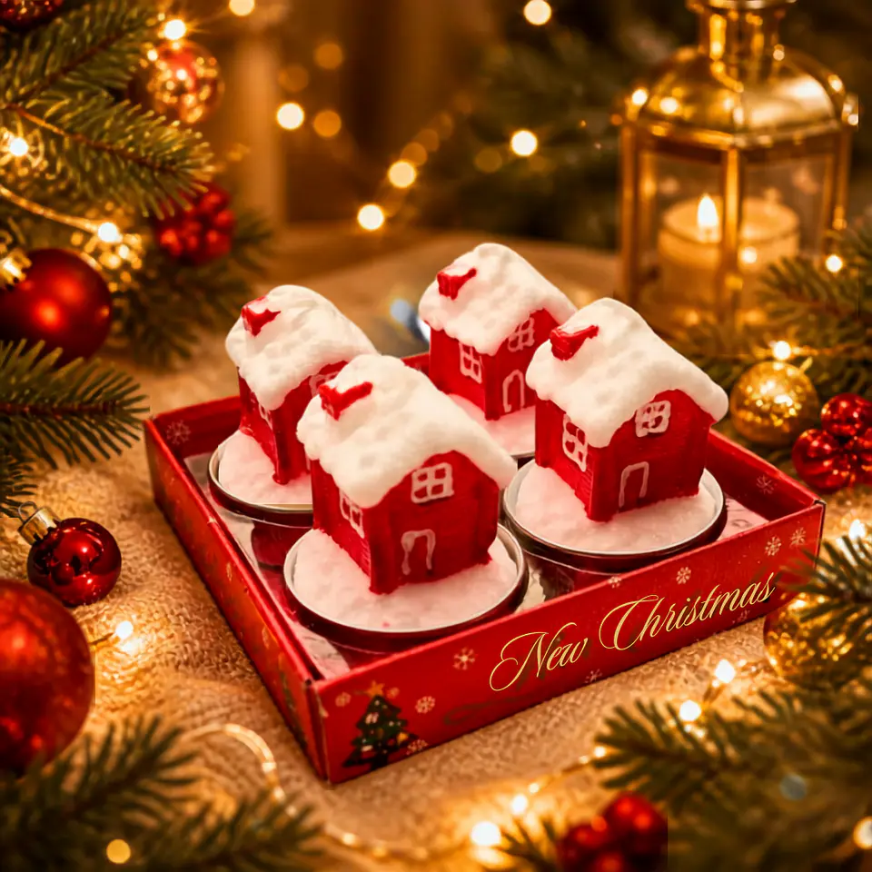 Pack Velas Navideñas 5 cm – Diseños Mono de Nieve y Casita 1