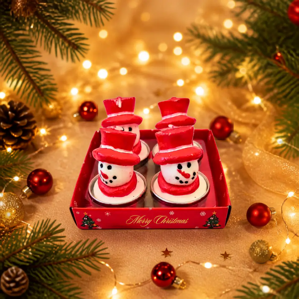 Pack Velas Navideñas 5 cm – Diseños Mono de Nieve y Casita 2