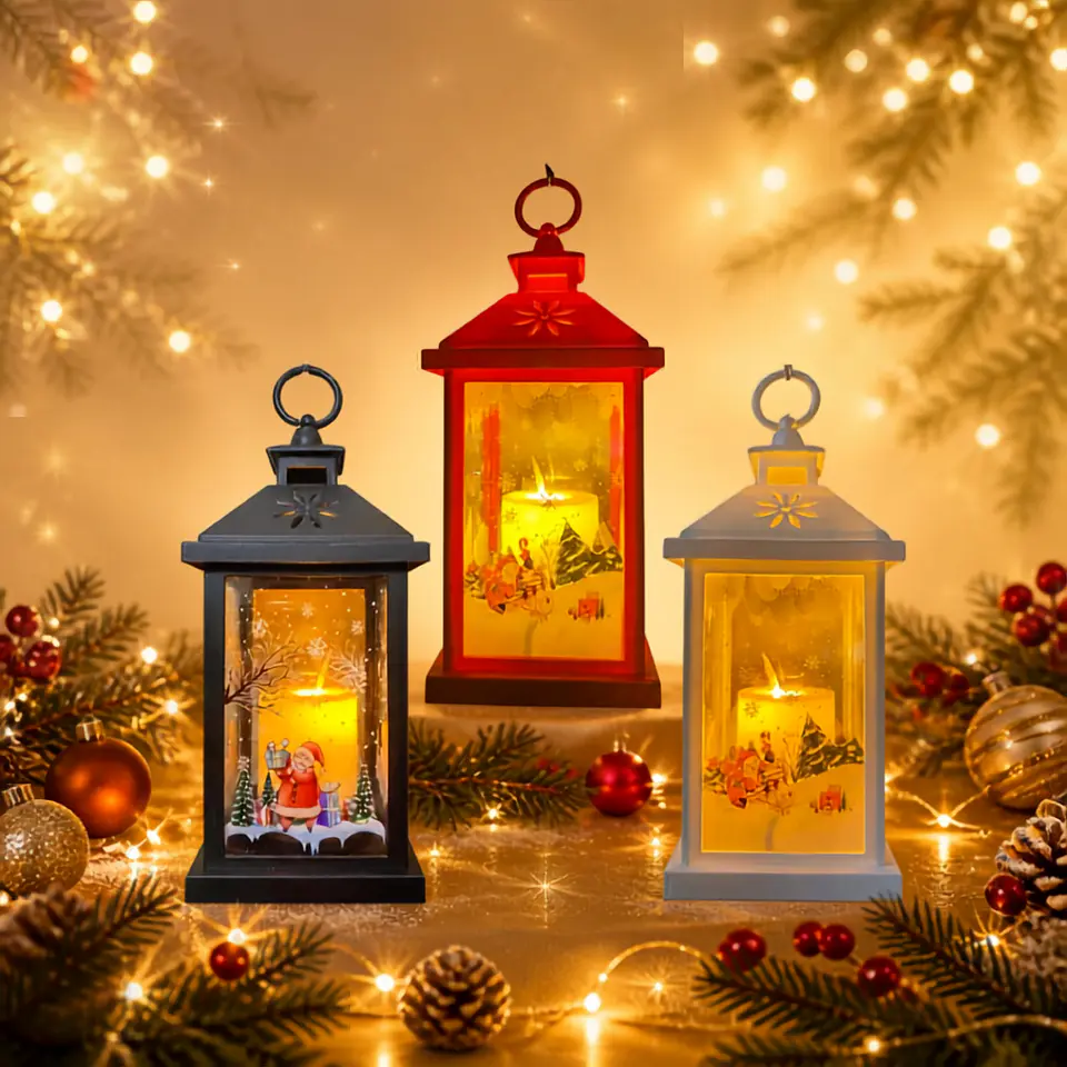 Farol Navideño LED con Pilas 25x10 cm 2