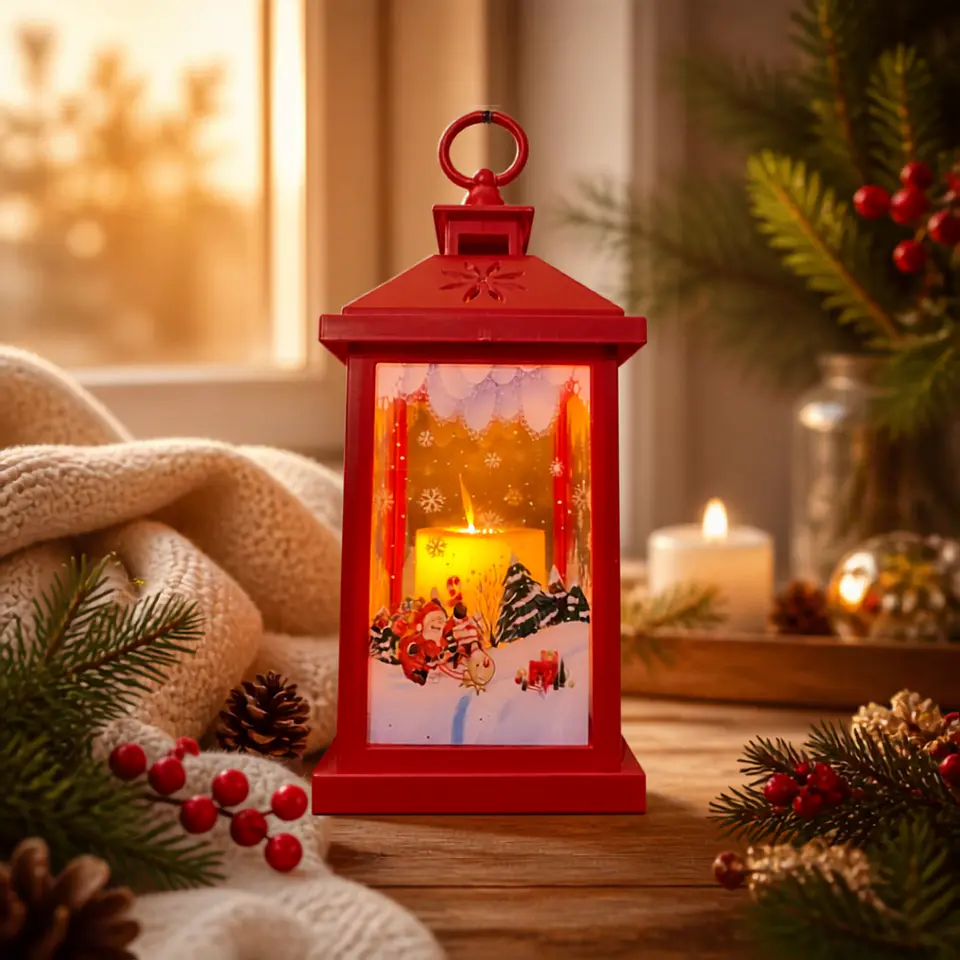 Farol Navideño LED con Pilas 25x10 cm 3