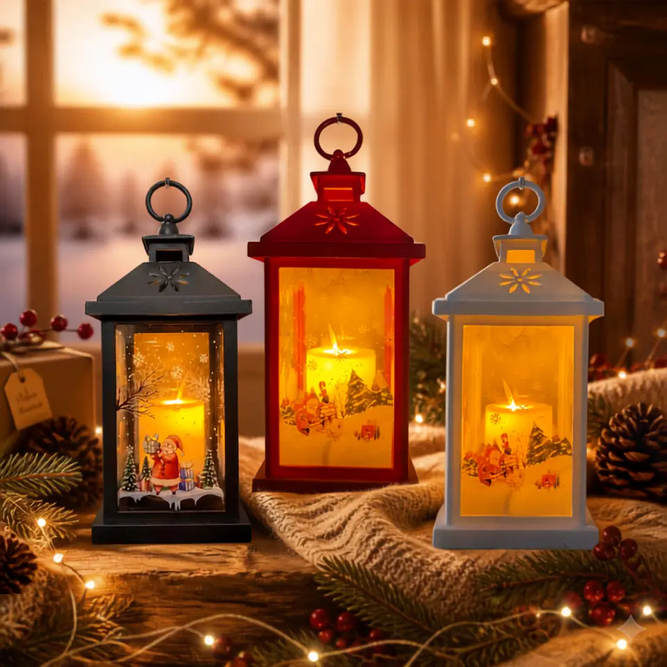 Farol Navideño LED con Pilas 25x10 cm 1