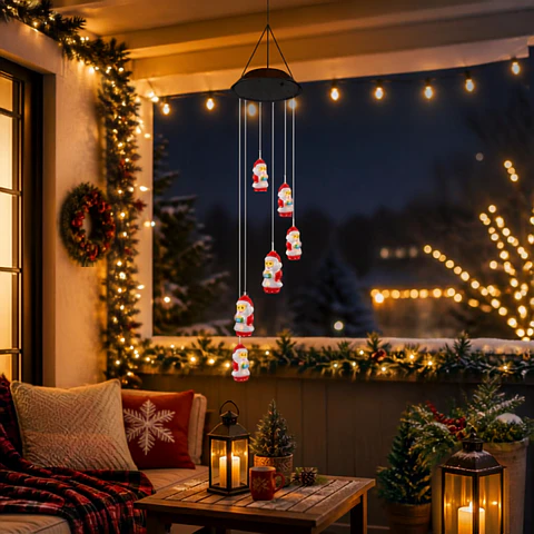 Colgante de Viento Solar Pascueros LED 80cm - Navidad