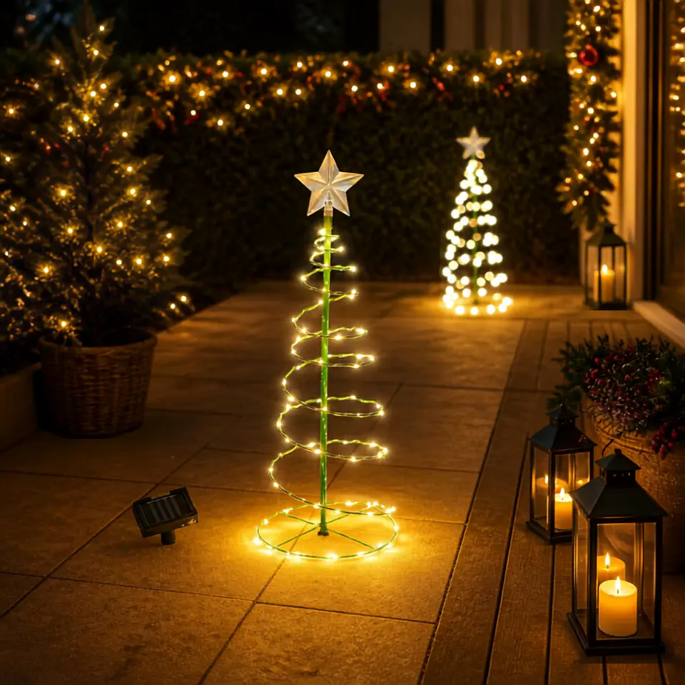 Árbol Espiral Solar LED 50 cm — Decoración Navideña para Jardín 1