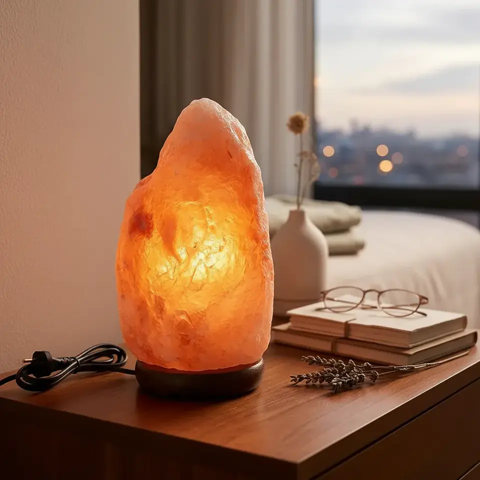 Lámpara de Sal del Himalaya Natural 2.5 Kg con Dimmer y Base de Madera 3