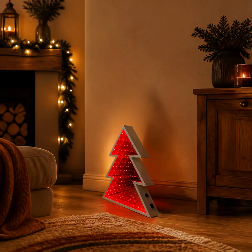 Pino LED Navideño 30 cm – Luces con Pilas o USB 3