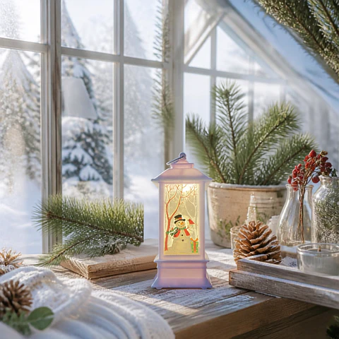 Farol Luminoso Mini Navideño a Pilas 13 cm – Rojo, Blanco o Vintage
