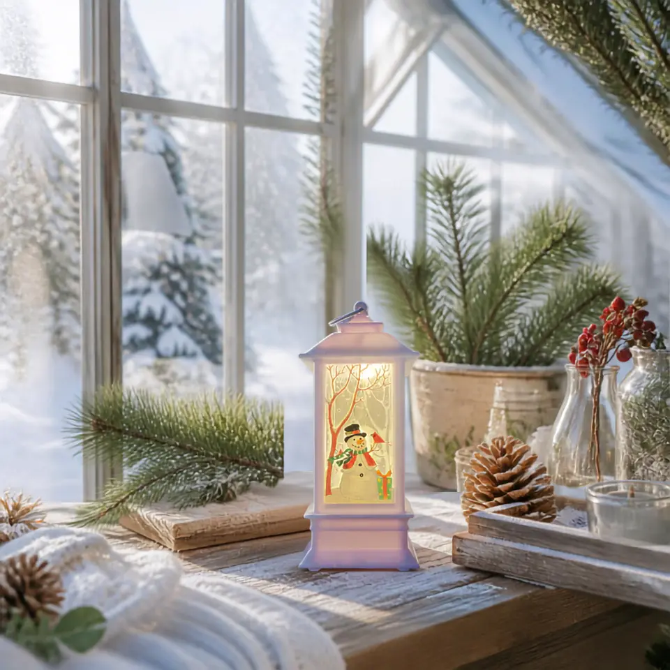Farol Luminoso Mini Navideño a Pilas 13 cm – Rojo, Blanco o Vintage 2