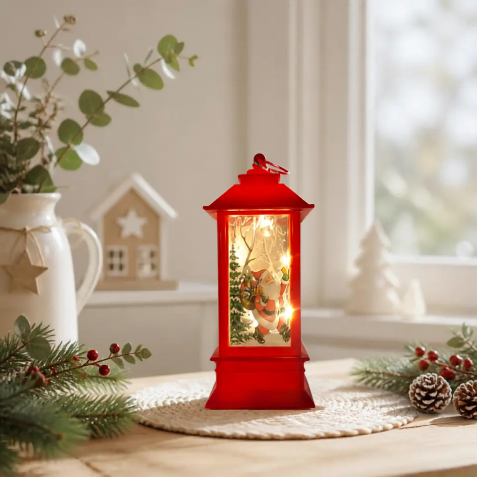 Farol Luminoso Mini Navideño a Pilas 13 cm – Rojo, Blanco o Vintage 3