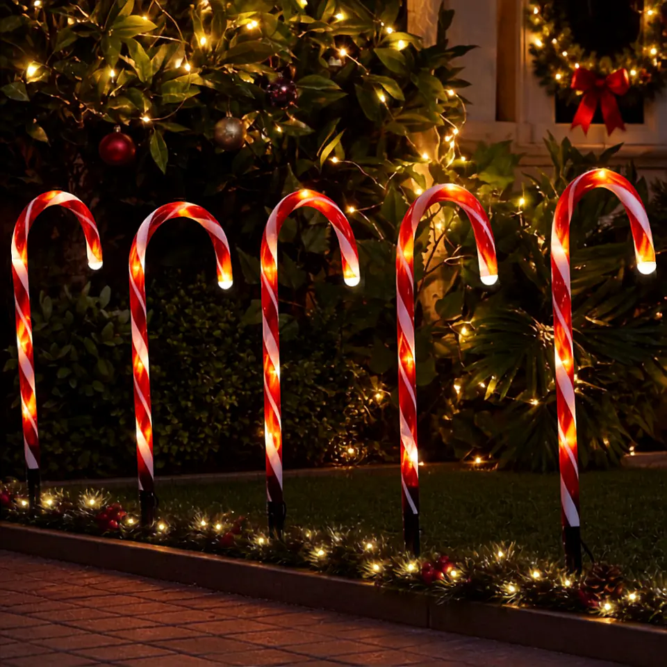 Set 6 Bastones Solares LED Navideños 50 cm – Luz Cálida 1