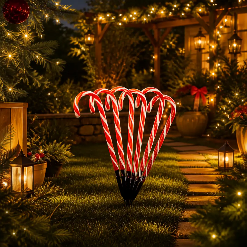 Set 6 Bastones Solares LED Navideños 50 cm – Luz Cálida 2