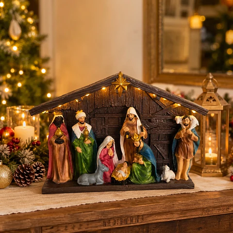 Pesebre Navideño con Luz LED 30x20 cm a Pilas
