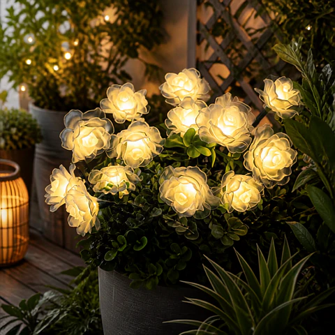 Guirnalda Solar Rosas LED 6 Metros
