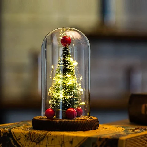 Mini Árbol de Navidad en Cúpula con Luz USB