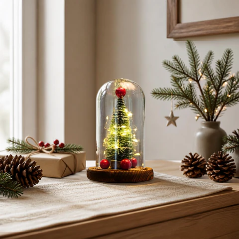 Mini Árbol de Navidad en Cúpula con Luz USB