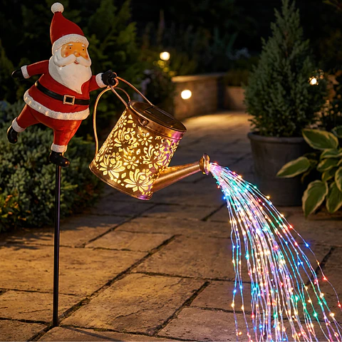 Regadera Viejito Pascuero: Luz Solar LED para tu Jardín Navideño