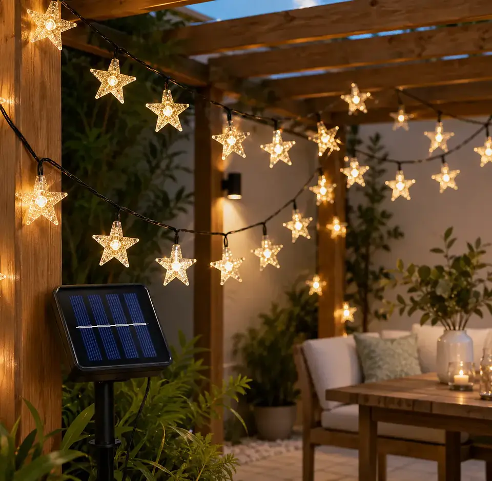Pack 3 Guirnaldas Solares de Estrellas LED Luz Cálida 1