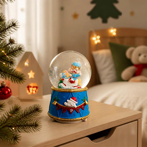 Bola de Nieve Musical Rey Navideño con Luz LED 16 cm