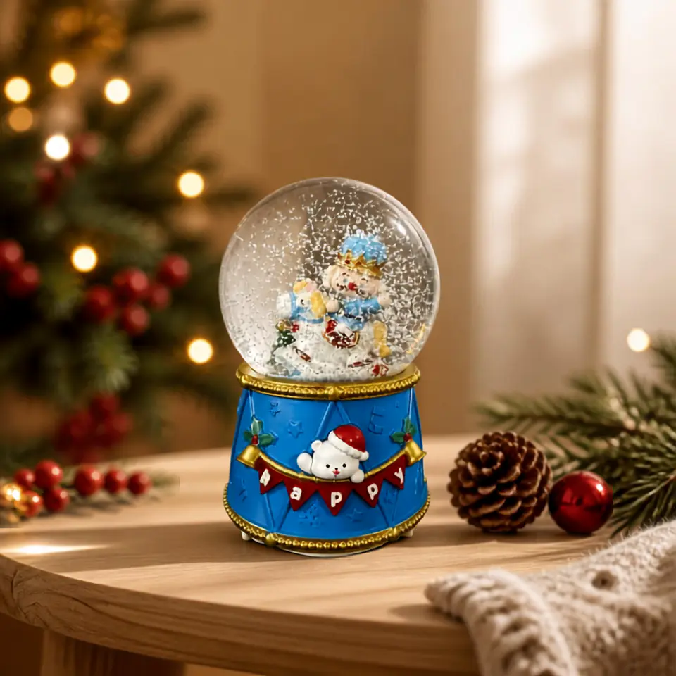 Bola de Nieve Musical Rey Navideño con Luz LED 16 cm 2
