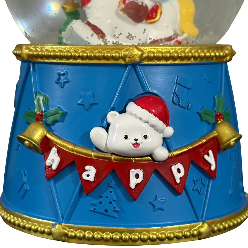 Bola de Nieve Musical Rey Navideño con Luz LED 16 cm 4