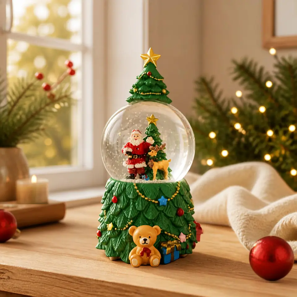 Bola de Nieve Musical Navideña con Luz LED 21 cm 1