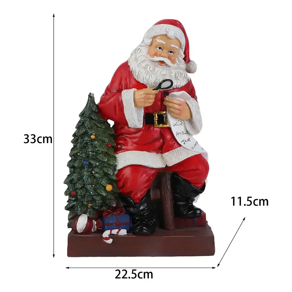 Viejito Pascuero Sentado Leyendo Carta con Luz LED 33 cm 5