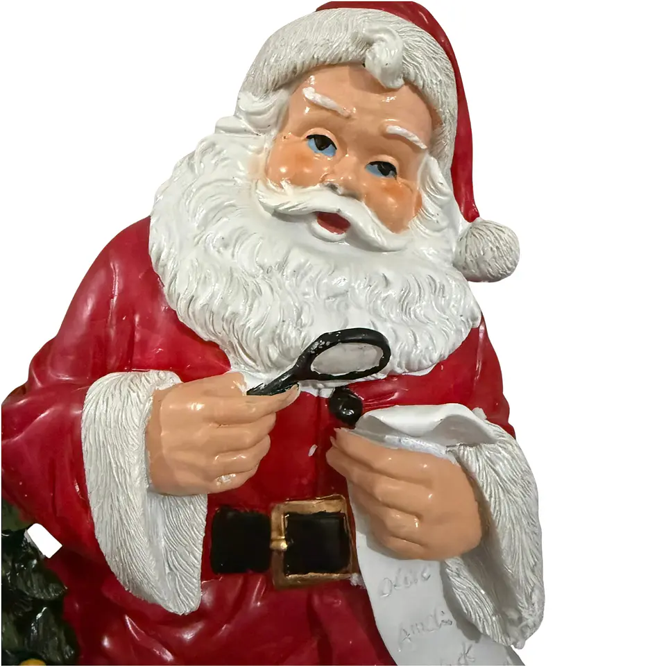 Viejito Pascuero Sentado Leyendo Carta con Luz LED 33 cm 7