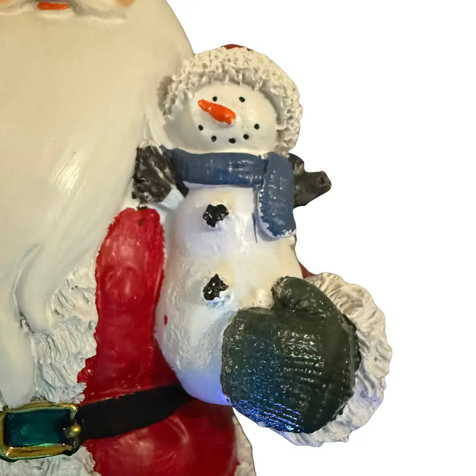 Viejo Pascuero con Muñeco de Nieve y Luz LED 34 cm 4