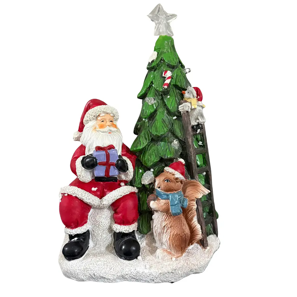 Viejo Pascuero con Árbol y Luces de Colores 25 cm 3