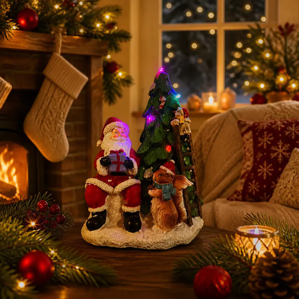 Viejo Pascuero con Árbol y Luces de Colores 25 cm 2