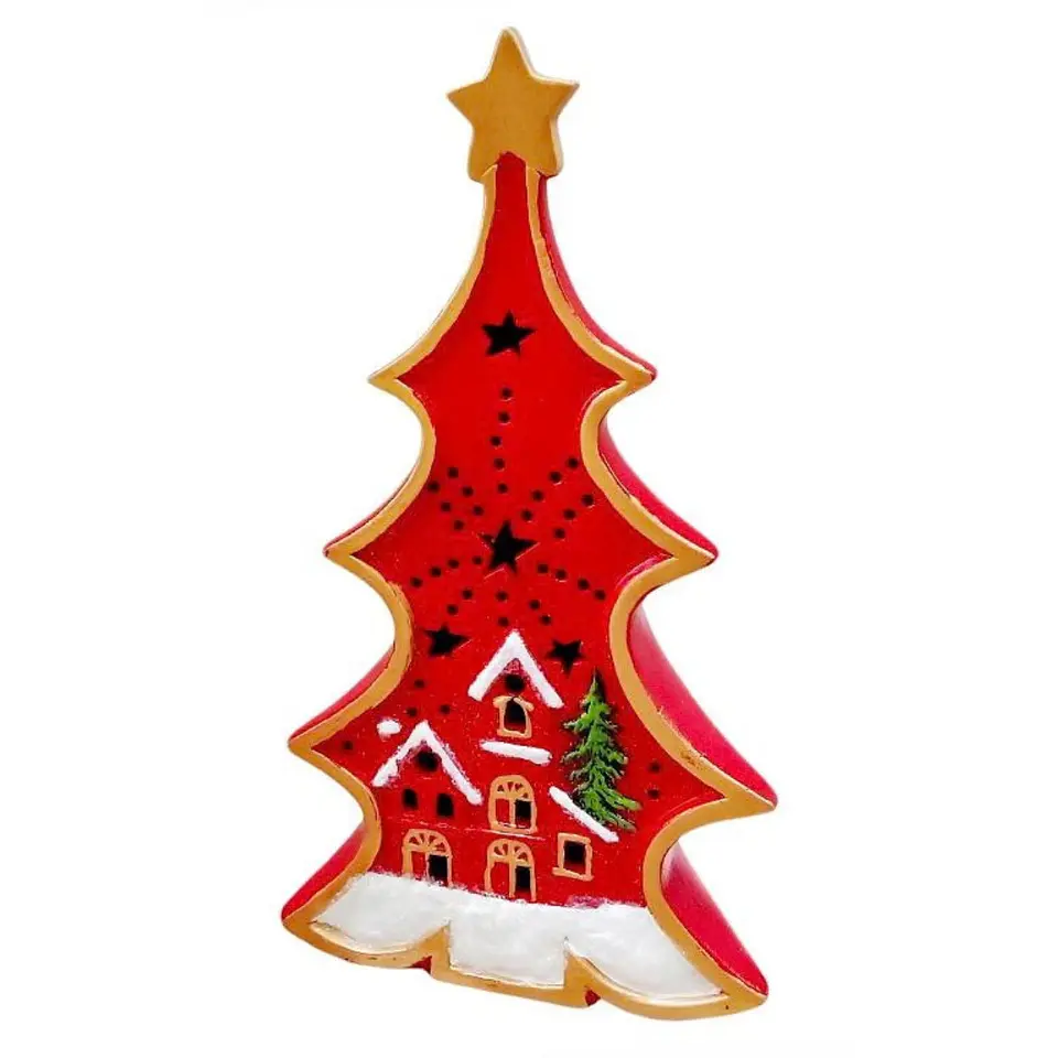 Árbol de Cerámica Navideño con Luz LED 30 cm 3
