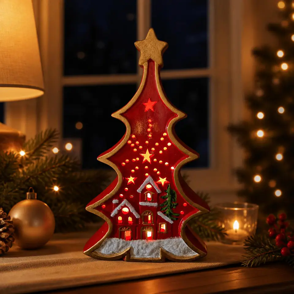 Árbol de Cerámica Navideño con Luz LED 30 cm 1